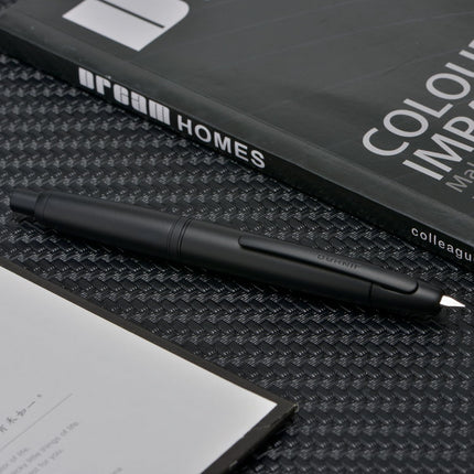 Jinhao 10 Press Fountain Pen with Box, Matte Black Retractable Fine Nib with Converter Set (Clip Version)