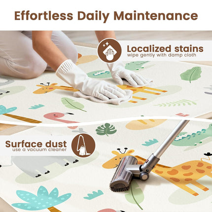 50"×50" Baby Play Mat for Floor & Playpen, 1.2" Thick High-density Foam Nursery Mat for Tummy Time, Soft Plush Carpet with Non-slip Bottom for Infant Toddler Baby Crawling & Playing (Animals)
