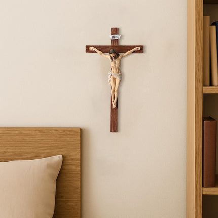 Crucifix Wall Cross 10 Inch,Jesus Cross Home Décor,Jesus Statue Catholic Hanging Cross for Wall Art,Religious Wall Crucifix Decor,Crucifijos Catolicos