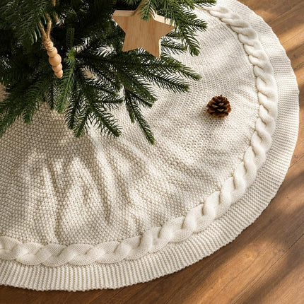 Knit Christmas Tree Skirts, Neutral Tree Skirt, Cozy Christmas Decorations