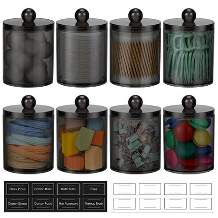 Paquete de 4 dispensadores acrílicos para hisopos, bolas de algodón y palillos de hilo dental
