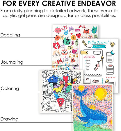 Acrylic Gel Pens Coloring Kit with Coloring Book, 12 Summer Colors - photo 5