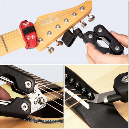 GUITTO Guitar String Winder Cutter, Bridge Pin Puller with 3 Hex Keys 1 Screwdriver, 7-in-1 Guitar Tool for Acoustic Electric Bass Guitars GGT-02