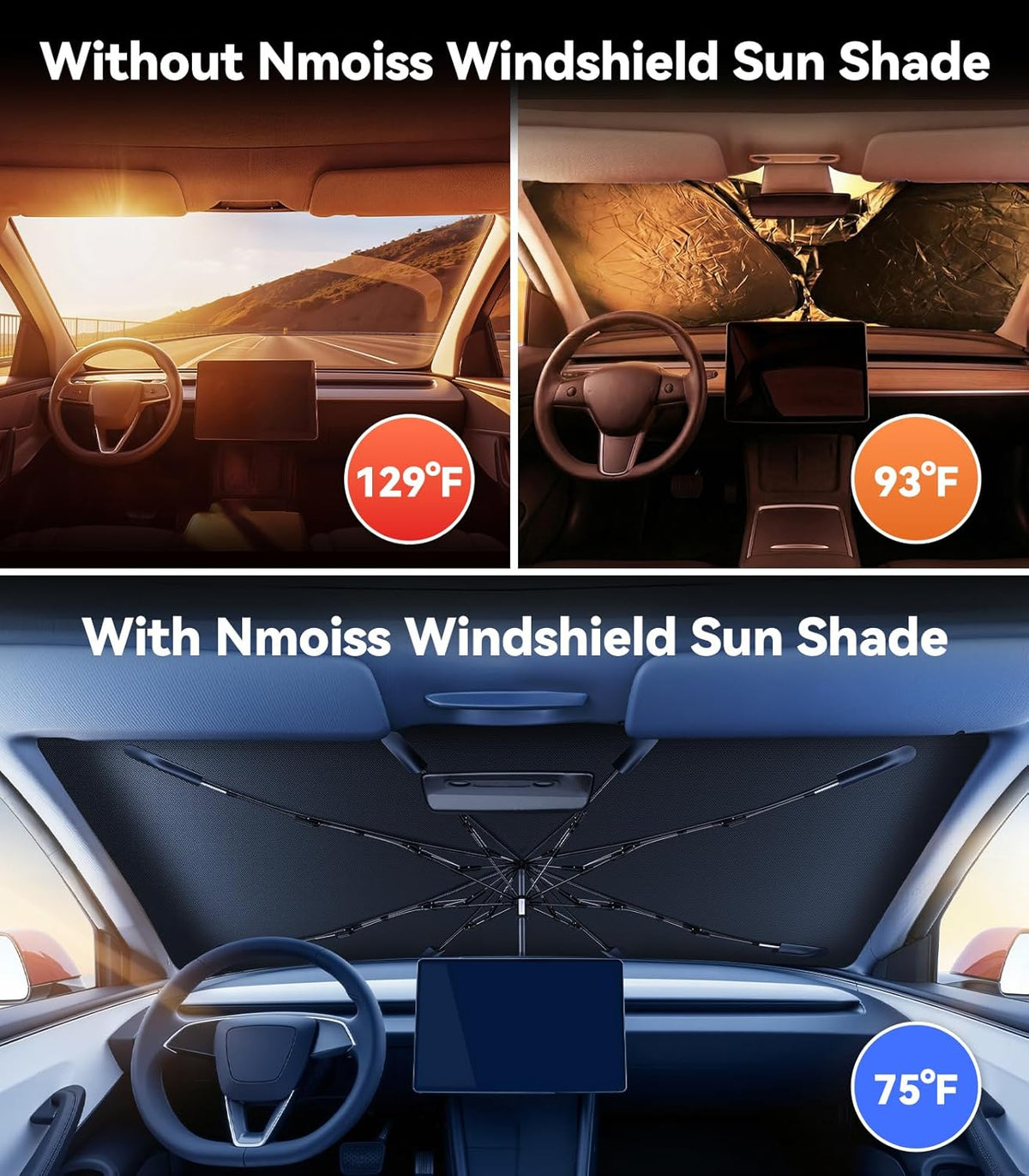 Vinyl Coating Windshield Sun Shade Umbrella for 2020-2026 Compatible Electric SUV - photo 2