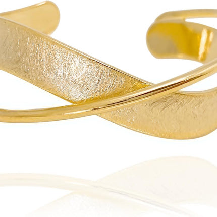 OZEL – Women’s Gold Cuff Bracelets – 18K Gold Plated Textured Bangles with Multi-Color Crystal & Rhinestone Accents – Layered Stacking Jewelry