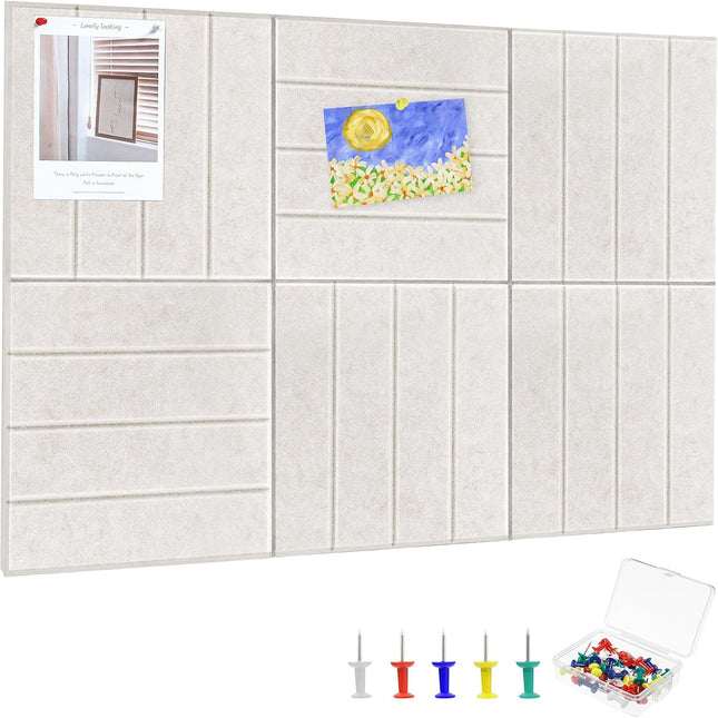 Felt Bulletin Board Tiles 36" x 24", 6-Pack Cork Board for Office, Pin Board with 30 Pushpins Cork Boards for Office