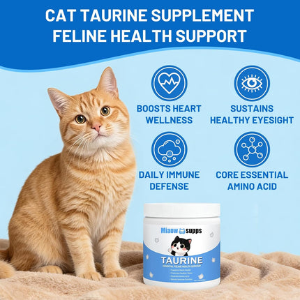 Kittysupps Taurine Powder for Cats, Immune Support, Boost Energy & Vitality, Supports Heart Health, Improves Hair Health, Easy to Mix in Food, with Dosing Spoon, 200g