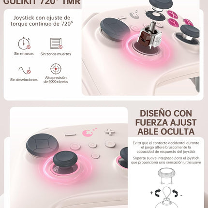 GuliKit TT Pro Wireless Controller for PC, Android, iOS, Switch 1/2, 720° Adjustable TMR Joystick, with 950mAh Long-Lasting Battery, Switch Wake-Up Function and 4 Detachable Metal Back Buttons-GB