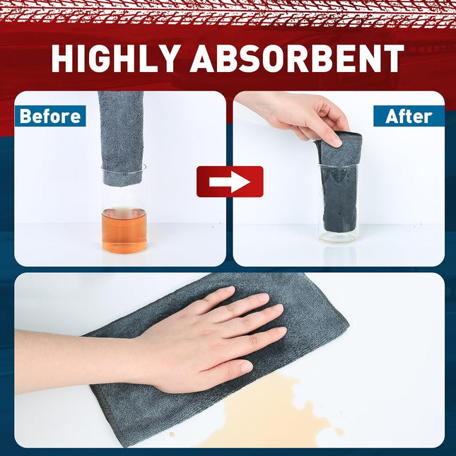 Microfiber Cleaning Cloths Bulk-15 Pack, Gray Microfiber Towels for Cars, Ultra Absorbent Microfiber - photo 2