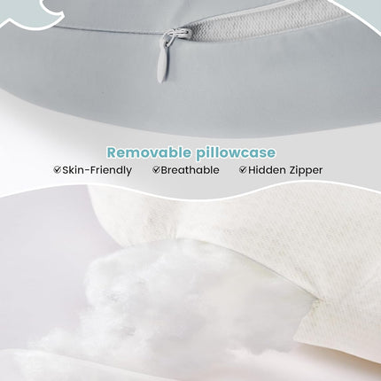 Pregnancy Pillow for Sleeping, Maternity Pillow with Removable Cooling Cover, Support for Back, Belly and Hips, Portable Travel Wedge Pillow for Pregnant Women with Adjustable Small Pillow