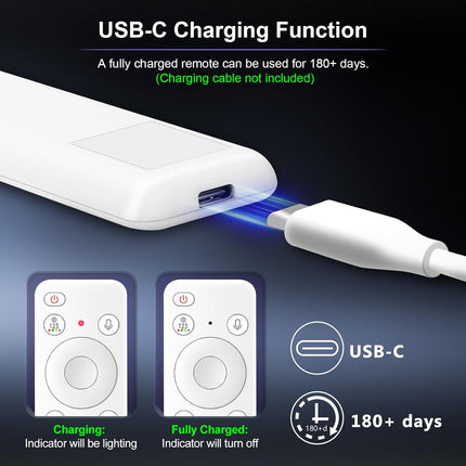 Voice Rechargeable Remote for Samsung-Smart-TV-Remote-Control, Replacement Compatible for Samsung Frame QLED Crystal UHD Solar Smart TVs