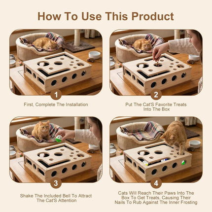 Clawsaver Box for Cats, Cat Clawsaver, Rufftopia Cat Claw Saver, Cat Toys for Indoor Cats - Nail File Box with Interactive Cat Toys, Cat Puzzle Feeder Scratch Puzzle Toy for Indoor Cats (Set-B)