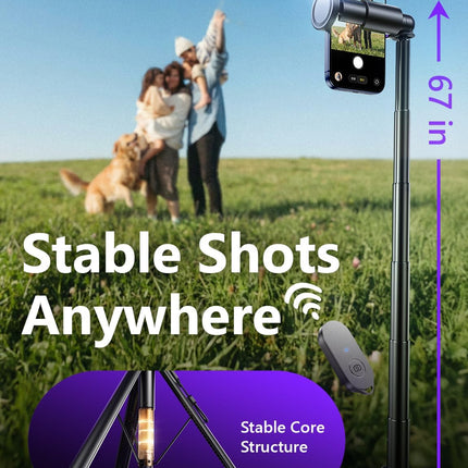 LISEN [0.01s-Open] Phone Tripod for iPhone, 67" Selfie Stick Tripod with Remote, Extendable Cell Phone Tripod Stand, Perfect for Travel Video Recording Live Stream Vlog for iPhone 17 Pro Max & Android