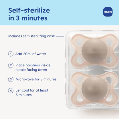 Original Matte Baby Pacifiers 0-6 Months, 2 Pack with Sterilizer Case - photo 4
