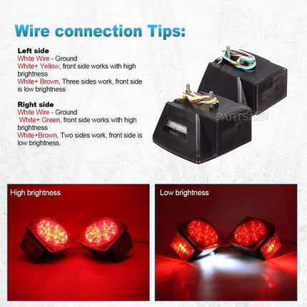 12V Submersible Square Led Trailer Lights Smoked Red Combination Led Stop Tail Brake Turn Signal Light for Trailers Under 80" Boat Trailer Truck Marine Camper RV Snowmobile IP68