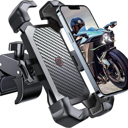 Motorcycle Phone Mount, [1s Auto Lock][100mph Military Anti-Shake] Bike Phone Holder for Bicycle, [10s Quick Install] Handlebar Phone Mount, Compatible with iPhone, Samsung, All Cell Phone