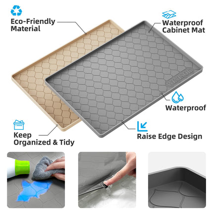 Waterproof Under Sink Mat 34" x 22", Silicone Mat, Dark Gray