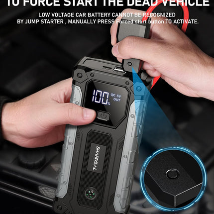 Sharmeal Car Jump Starter 5000A, Jump Starter Battery Pack for 10.0L Gas and 9.0L Diesel, 12V Portable Jump Box with LED Light
