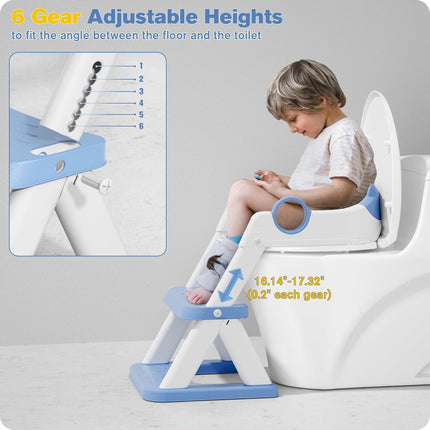 Potty Training Seat, Upgrade Toddler Toilet Seat for Kids Boys Girls, 2 in 1 Potty Training Toilet, Splash Guard Anti-Slip Pad Step Stool(Blue)