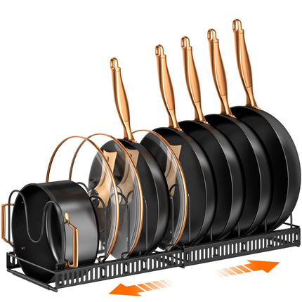 Expandable Pot Pan Lid Organizers inside Cabinet, 10 Divider-Black
