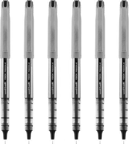 Needle Rollerball Pen, Fine Point (0.7mm), Black Ink, 6 Pens