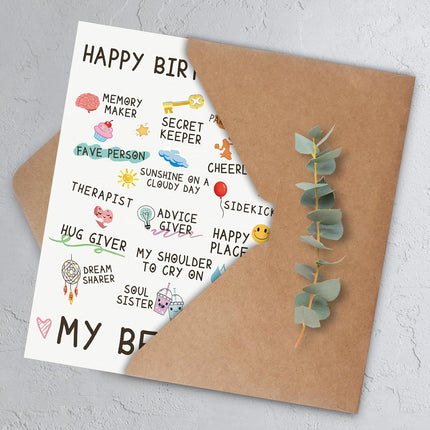 Bestie Birthday Card,Best Friend Birthday Card Gifts for Women Sister, Bestie Birthday Gift, Friendship Birthday Card