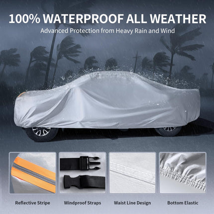 Sierra Truck Cover Custom Fit 2002-2026 Double/Extended/Crew Cab Short Bed(5.7'-6.6') with Door Zipper, 10 Layers Outdoor Heavy Pickup Truck Cover Waterproof All Weather, Wind Dust Sun Protector.