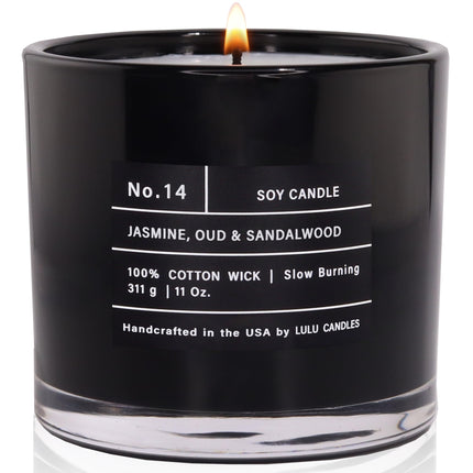 Jasmine, Oud & Sandalwood Scented Soy Blend Jar Candle, 9 Oz.