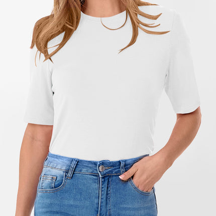 Womens Half Sleeve Tops Crewneck Shirts Basic Fit Work Tee