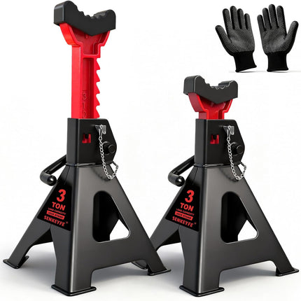 3 Ton (6,600 LBs) Jack Stands with Double Pin Locking,Rubber Cover and Large Foot Base,11"-17" Adjustable Height,Heavy Duty Car Jack Stands,Lifting SUV,MPV,Pickup Truck,ATV/UTV,1 Pair