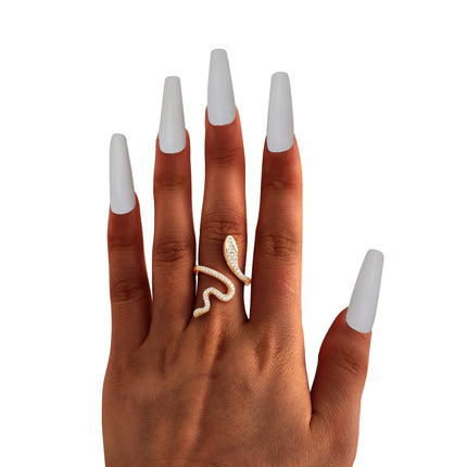 18K Snake Jewelry Rhinestone Snake Ring for Women - photo 6