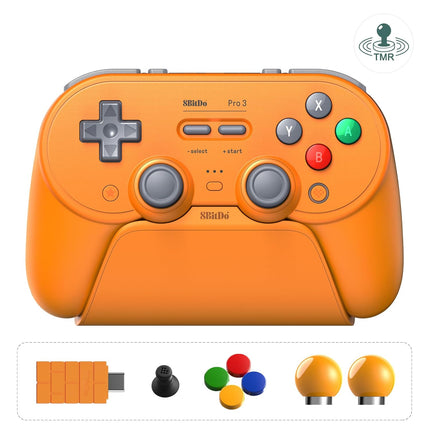 8BitDo Pro 3 Bluetooth Controller for Switch/Switch 2,TMR Joysticks,Programmable Pro Back Buttons&R4/L4 Bumpers,Hall/Tactile Triggers,Swappable ABXY Buttons,for Windows,Apple,SteamOS,Android - Orange