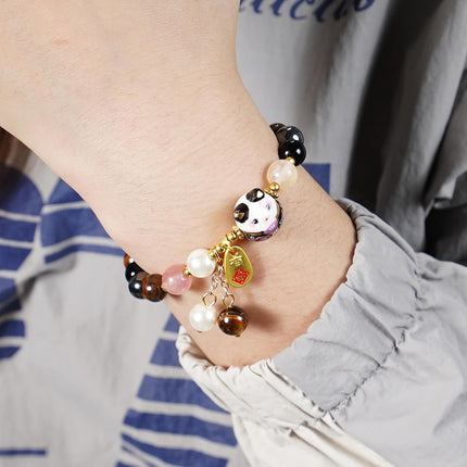 Lucky Cat Bracelet Feng Shui Good Luck Jewelry for Women, Wealth & Fortune Protection - Natural Gemstone Crystal Bracelets