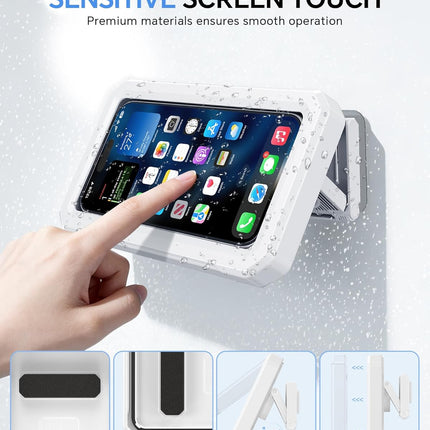 Shower Phone Holder Waterproof - 480° Rotatable Retractable Adjustable Phone Case for Shower - Bathroom Accessories Wall Mount Phone Holder for iPhone 17/16 Pro Max, S25 Ultra,4-7" Cellphones