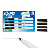Dry Erase Markers, Low Odor Ink, Black, Ultra Fine Tip, 4 Count