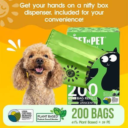 Dog Poop Bags with Handles, 200 Count, Unscented