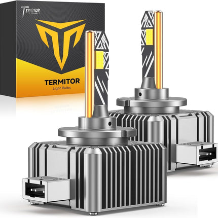 Termitor D1S Bulbs, 6000K Cool White 60000LM High Brightness, IP68 Waterproof Xenon Bulb, 3-Minute Plug and Play, Direct Replacement for 66144 66140 85140 85415, Pack of 2