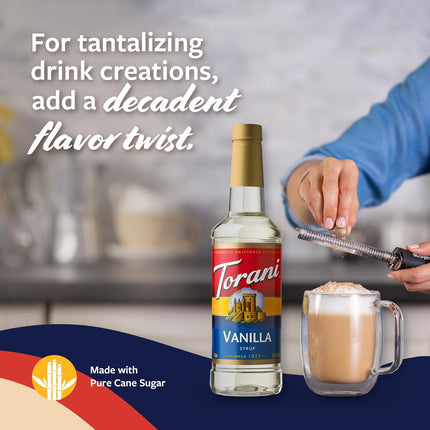 Coffee Syrup, Vanilla Flavored Syrup for Drinks, Pump Included, 25.4 Fl Oz