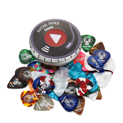 Guitar Picks Holder, with Picks Case 3 Pack, 10pcs Guitar Picks Contains Thin, Medium, Heavy Picks, 9pcs 3M Stickers, Suitable for Acoustic Guitar Electric Guitar Bass Ukulele Banjo