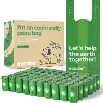 Dog Poop Bags with Handles, Large Size, 240 Bags, Unscented