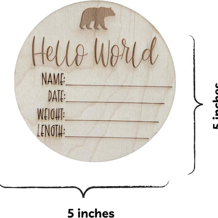 Personalized Wooden Baby Birth Announcement – Custom Engraved Newborn Plaque – Gender-Neutral Newborn Keepsake for Nursery or Baby Photos – Ideal Baby Shower Gift