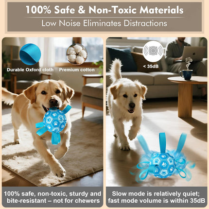 Interactive Dog Toys Dog Soccer Ball to Keep Them Busy,Durable Automatic Moving Jumping Dog Balls with Straps for Small/Medium/Large Dogs, USB Rechargeable,Not for Aggressive Chewers