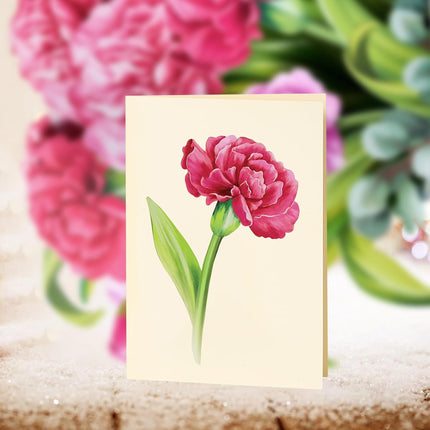 Airpark Pop Up Flower Card, 3D Paper Flowers Bouquet, Birthday, Thank You, Get Well Greeting Cards with Note Card & Envelope, Carnations