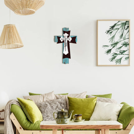 Large Wooden Christian Wall Cross Religious Decor Art