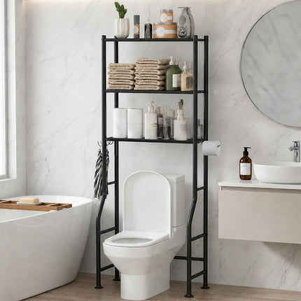 3-Tier Over-the-Toilet Storage Rack with Anti-Tilt Frame