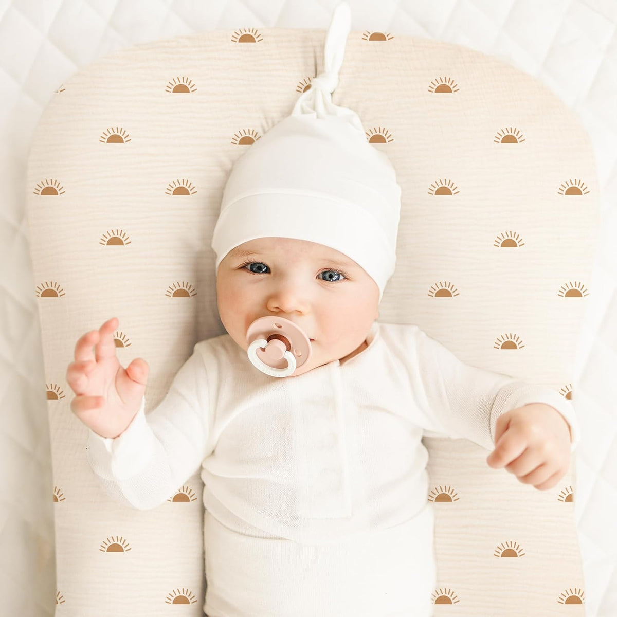 Muslin Baby Lounger Cover 2 Pack - 100% Cotton, Camel/Sun - photo 3