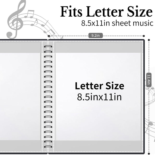 Sheet Music Folder 1 Pack, 40 Sleeves Hold 80 Pages, Easy to Annotate Pages, Music Binder with Spiral - photo 2