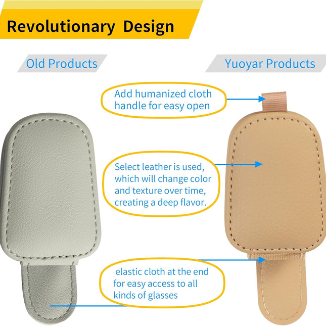Sunglass Holder for Car, Magnetic Leather Sunglasses Holder and