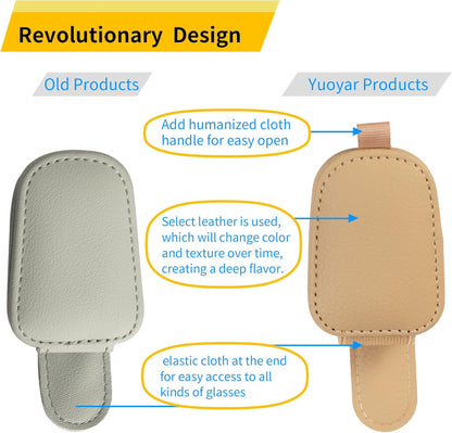Sunglass Holder for Car, Magnetic Leather Sunglasses Holder and - photo 2