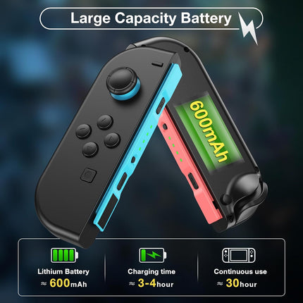 Upgraded Switch Controllers for Switch/Lite/OLED, Replacement for Switch Controller, Support Sports Dual Vibration/Wake-up/Motion Control/Screenshot, Support fitness and sports-themed games (Black)